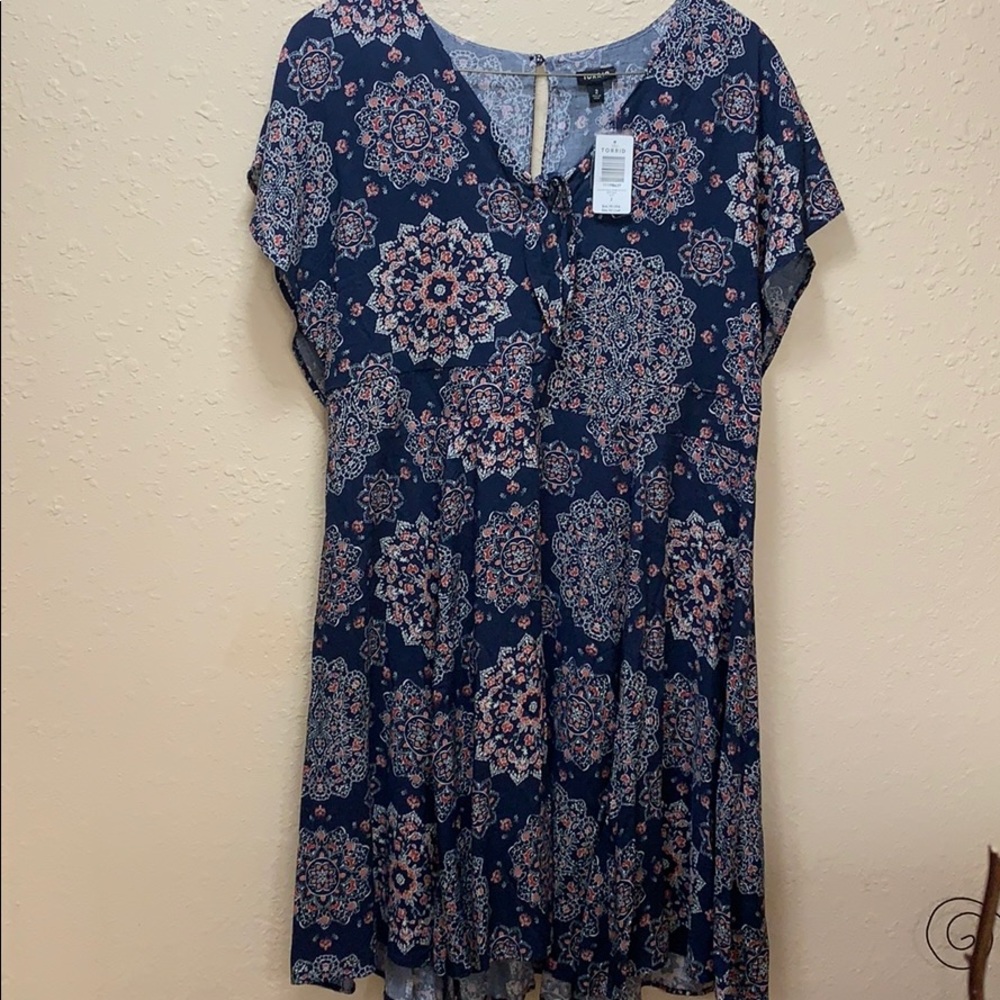 Navy Floral Medallion Midi Dress - Unknown Brand